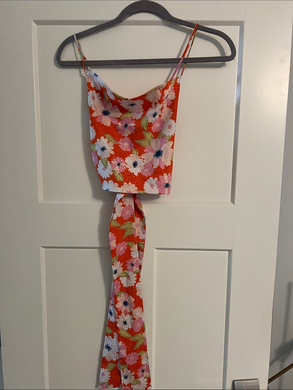 Floral Orange Tie-Back Cami Top